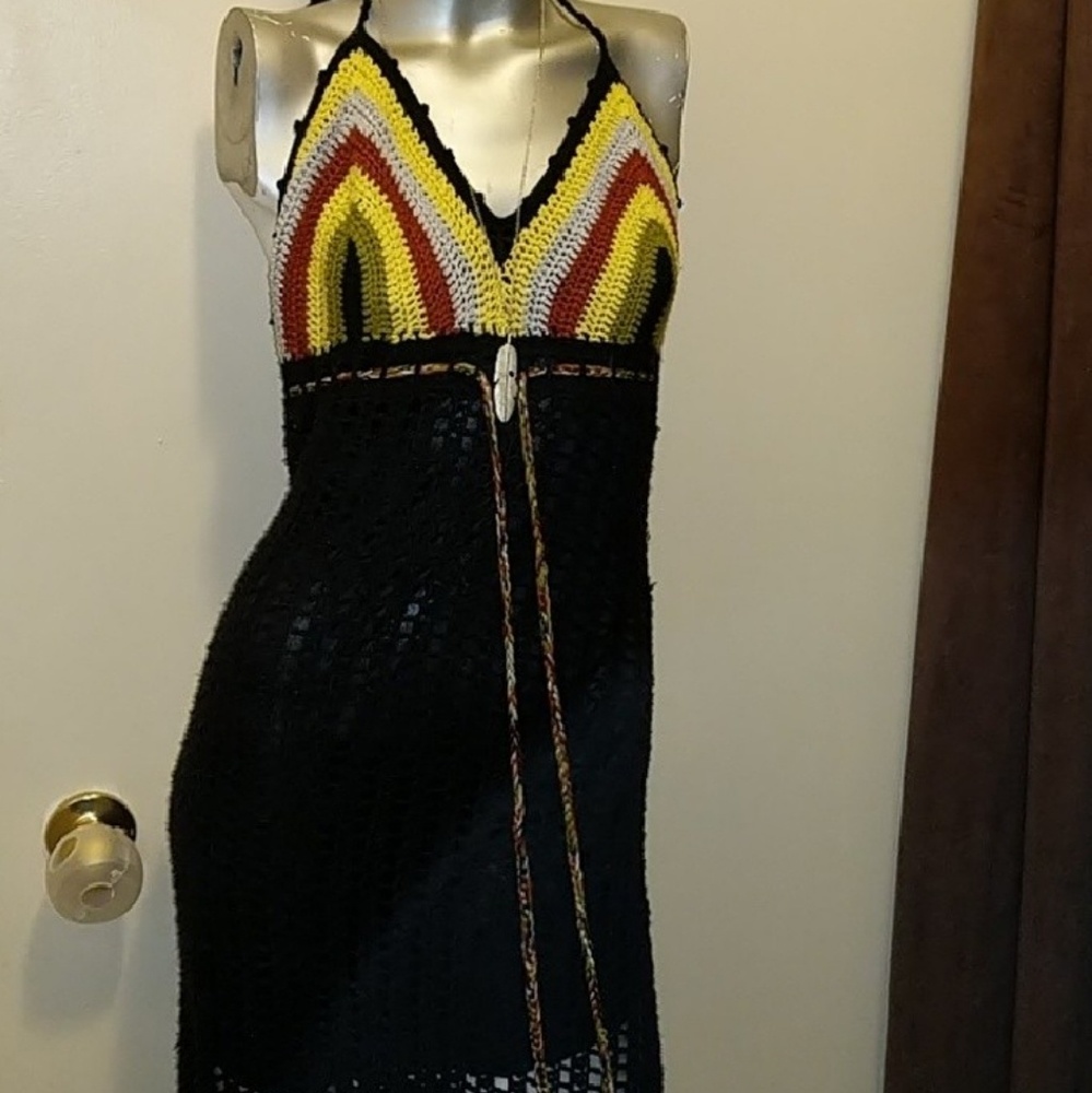 Crocheted maxi dress rasta